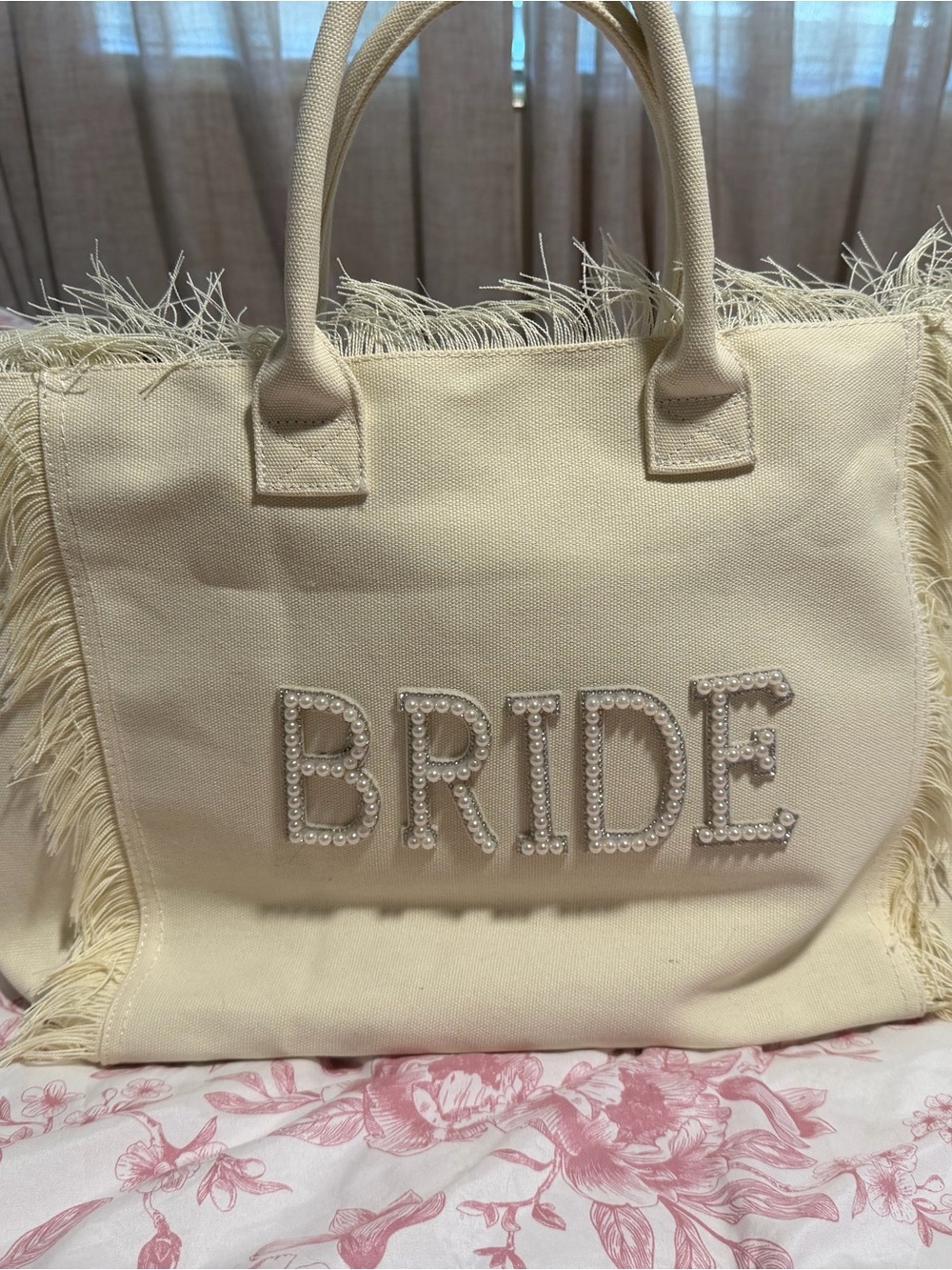 Bride Embellished Canvas Tote Bag - Ivory